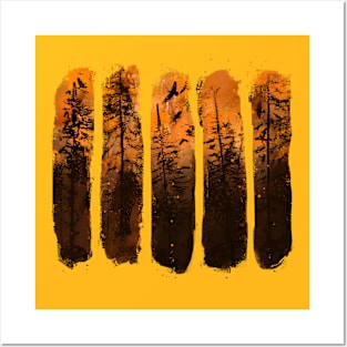 Fall Season - Pine October Trees Posters and Art